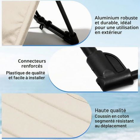 Tapis Plage Dossier Kaki Chaise Assise Sol Pliable Léger Sac Rangement Camping Voyage Portable Transat (1/5)