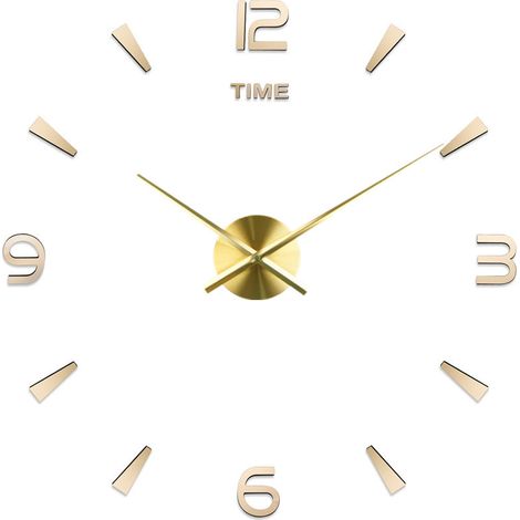 Horloge Murale Moderne silencieuse à Monter soi-même (Or,70-90cm), Autocollant 3D, pour décoration de Maison, Restaurant, Bureau et hôtel