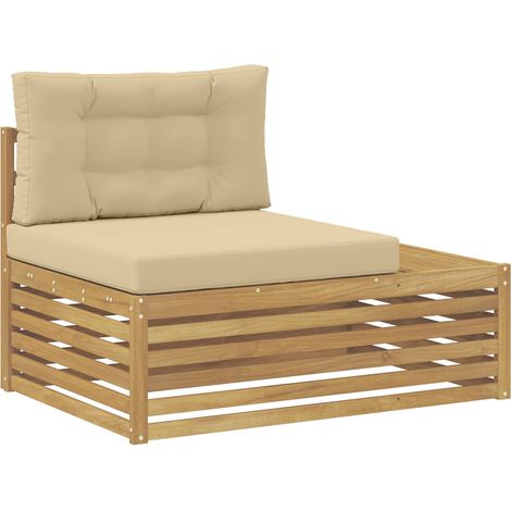 Canapé d'extérieur en bout avec coussin Blanc 115 x 83 x 73 cm vidaXL