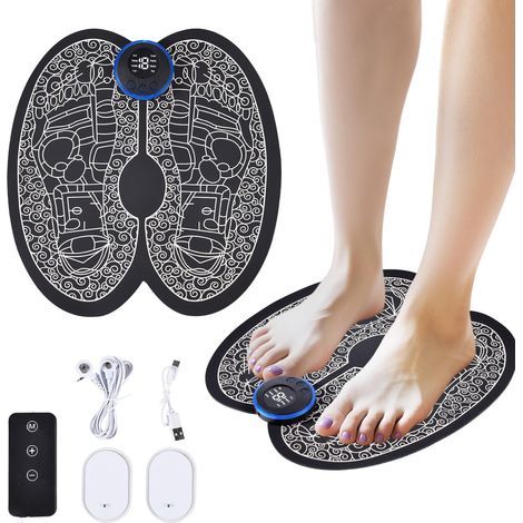 Massage des Pieds, Masseur de Pieds électrique, avec 8 Modes et 19 Intensités, EMS Masseur Plantaire Pliable et Portable, pour la Circulation Sanguine et le Soulagement des Douleurs Musculaires (1/5)