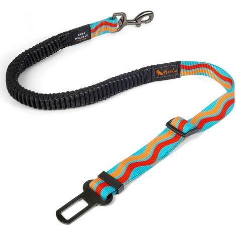 Ceinture Chien Voiture Securite Réglable Nylon Elastique Antichoc,Attache Chien Voiture Voyage Indéchirable Harnais Chat Animaux Compagnie Laisse Agrafe Métal Accessoires Mousqueton (Bleu Ciel) (1/5)