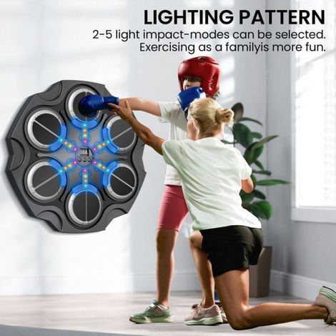 Machine de Boxe Musicale - Bluetooth LED - 3 Vitesses - Compteur de Points - Montage Murale (1/5)