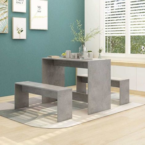 vidaXL Ensemble à manger 3 pcs Gris béton Bois d'ingénierie (1/5)