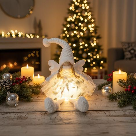 Angelo decorativo seduto in poliestere con luce Led per decorazioni natalizie (1/3)
