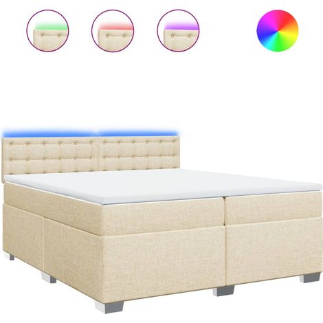 Maison Exclusive - Sommier à lattes de lit avec matelas Crème 200x200 cm Tissu (1/5)