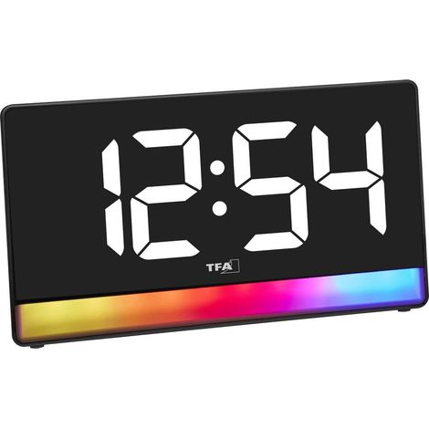 TFA Dostmann 60.2051.01 à quartz Réveil noir avec fonction de charge (1/4)