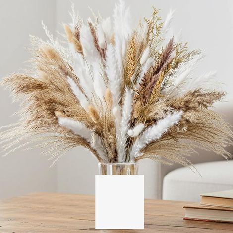 95 Pièces Pampa Séchées Naturelles Décoration, Bouquet Fleurs Séchées Duveteuses Blé pour Rustique Boho Table Maison Mariage Décor d’Hiver (1/5)