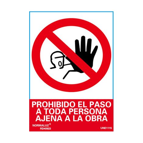 Cartel Señal 210X300Mm Pvc Prohibido El Paso Obra Normaluz (1/2)