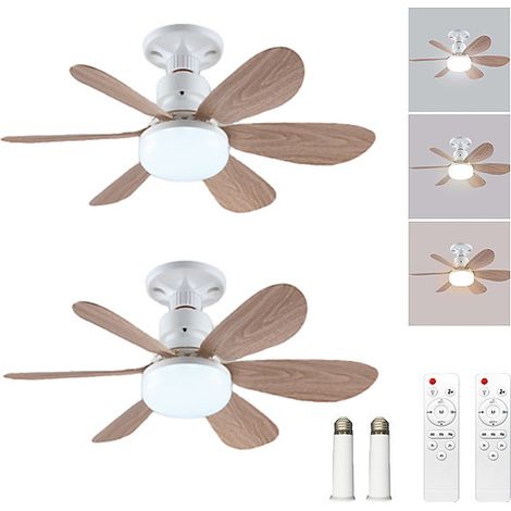 2 Ventilateur de plafond avec éclairage LED,52 cm,40 W,3000 K/4500 K/6000 K, E27,socle et rallonge, 3 vitesses de ventilation (1/5)