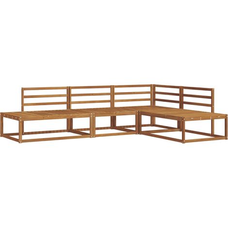 Outdoor Sofa Set Natural Solid Acacia Wood vidaXL