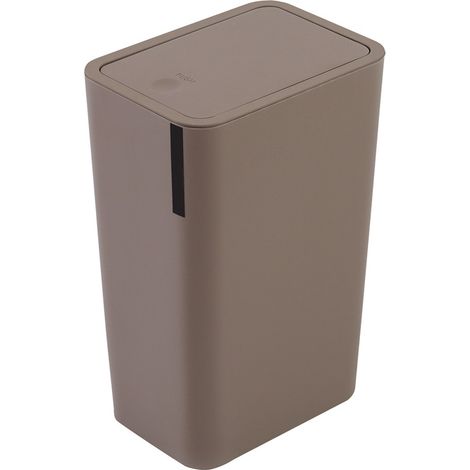 Pattumiera bagno da 8 litri in plastica tortora con coperchio Push