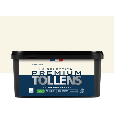 Tollens - Peinture intérieure couleurs - La Sélection Premium Satin - Ultra Couvrante - Blanc Grège 2,5 L - 30m²