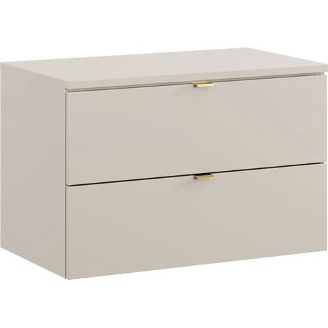 Meuble sous vasque suspendu DALIA cachemire – 2 tiroirs avec plan de travail cachemire 80 cm-Largeur 80 cm (1/5)