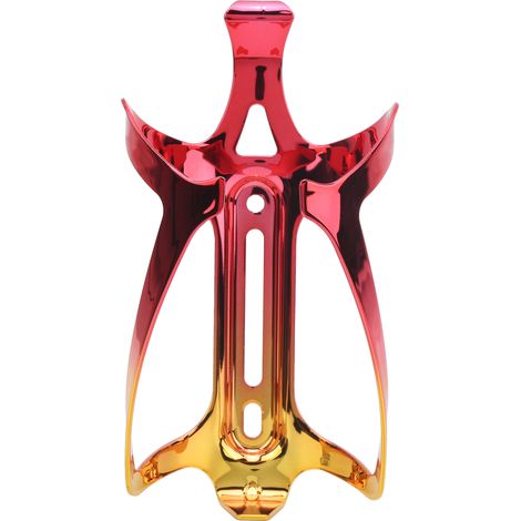 Mountainbike-Flaschenhalter aus Aluminiumlegierung, sichere Befestigung, rot und gold. (1/5)