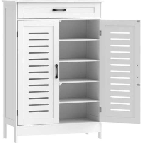 Meuble Childebert Armoire à Chaussures 20 Paires Ventilée Blanc MDF 78x37x116cm (1/5)