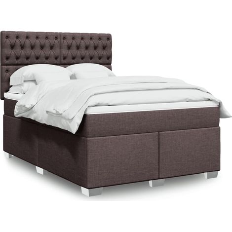 vidaXL Sommier à lattes de lit avec matelas Marron foncé 140x190 cm (1/5)
