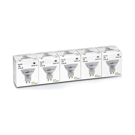 Reality Leuchten 5 pezzi LED GU10 lampadina, 3 W 230 lm, 3000 K R956 530 (1/4)