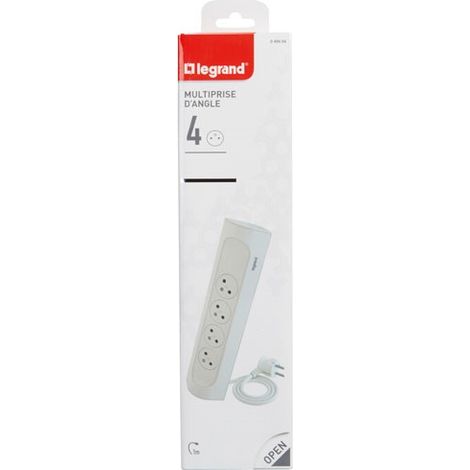 Legrand – Rallonge d'angle 4x2P+T surface 1m – 4 prises affleurantes orientées 45° – Protection enfants – Design hygiénique (1/8)