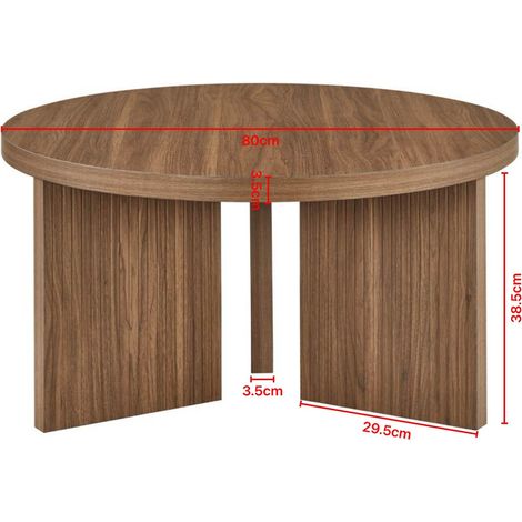 Runder Couchtisch 80 cm aus MDF, Farbe Walnussbraun HAVRYA (1/5)