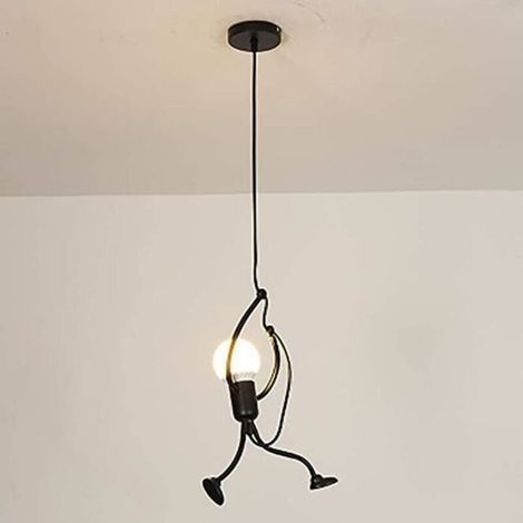 pair Lustre en fer forgé support de lampe Swing Tête simple parfait dans la chambre à coucher, le salon (Sans ampoule) (1/3)