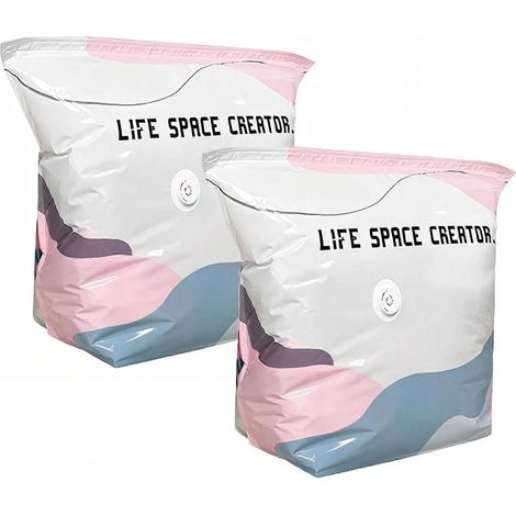 Sacs de rangement sous vide sans pompe, grands sacs cubiques à fermeture sous vide, à presser et sceller, sans pompe, pour vêtements, literie, couettes et vêtements hors saison. (1/5)
