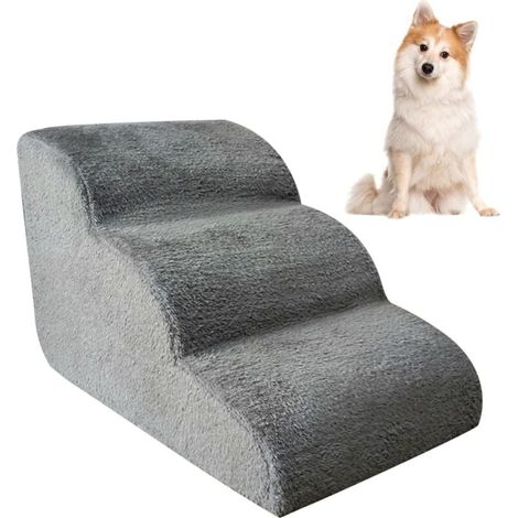 Escalier pour chien 3 marches Rampe pour chien 60 x 42 x 39 cm Gris (1/4)