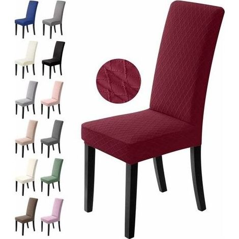 Cover of Chair, 4 Pieces Covers of Chair, Room to Eat Extendable Cover of Chair, Universal Washable Removable Slipcover (Bordeaux) (1/5)
