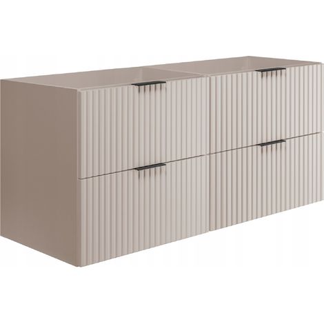 Meuble de Salle de Bain - 120 cm - Couleur Cachemire - Design Moderne - Fronts Rainurés
