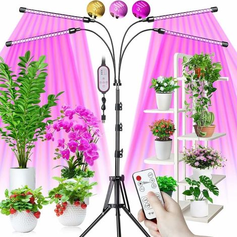 Ulisem Lámpara para Plantas, Luz de Crecimiento con Trípode, 80 LED Lámpara Hortícola para Plantas Crecimiento Floración Lámpara de Crecimiento de 4 Cabezales de Espectro Completo, con 10 Niveles Regu (1/5)