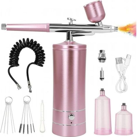 Ensemble de pistolet à peinture électrique portable, adapté à la peinture, au tatouage, au nail art et aux gâteaux,rose (1/5)