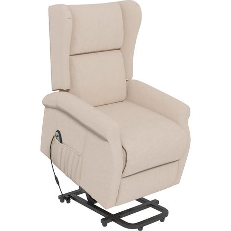 Poltrona reclinabile elettrica con alzapersona, tessuto beige, portata 200 kg, 74 x 94 x 111 cm (1/3)