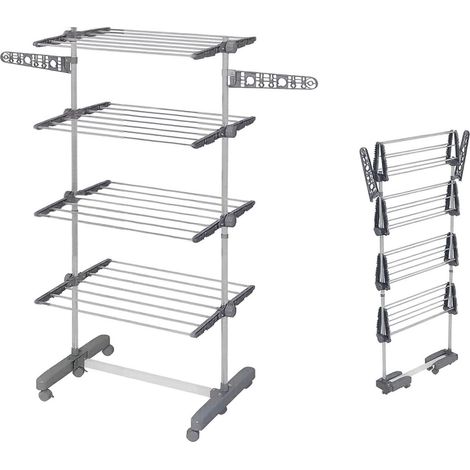 Tendedero plegable de acero inox y ABS gris 142 x 55 x 172 cm MODENUIT (1/4)