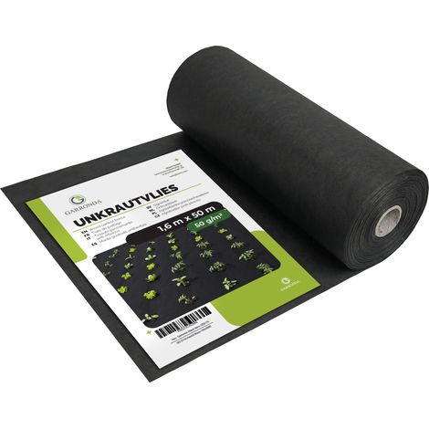 Garronda Unkrautvlies Gartenvlies 50 g/m² 1,6 m x 50 m zur Bodenabdeckung im Garten und zur Unkrautkontrolle für Beet, Wege und Untergrund als Bodenvlies wasserdurchlässig reißfest GD-0176