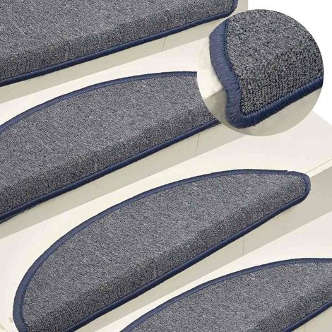 vidaXL Felpudos para escaleras (15 unidades, 56 x 17 x 3 cm, gris claro y azul, semicirculares) (1/5)