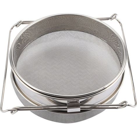 Grand Tamis À Miel Double Couche Acier Inoxydable Passoire Filtre Avec Bras Réglables (1/4)