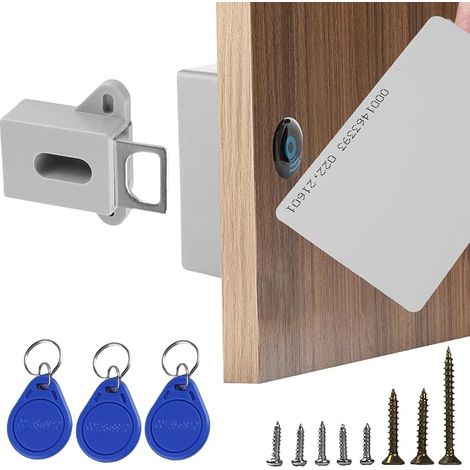Smart NFC Closet Lock Furniture Lock with 3 Key Rings and 2 RFID Cards Discreet Smart Lock No Drilling Locks for Drawers Closets Lockers and Factories (1/5)