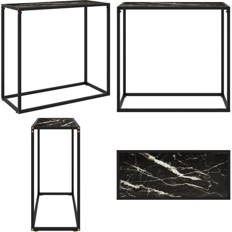 Konsolentisch Schwarz 80x35x75 cm Hartglas - Konsolentisch - Wohnzimmermöbel - Sideboard - Nachttisch - Schwarz - Home & Living (1/5)