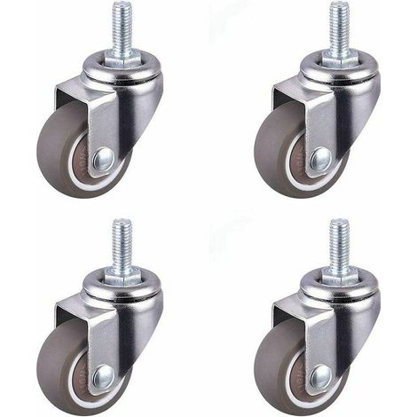 Hochleistungs-Lenkrolle, Gummi-Gewindeschaftrollen, Stuhl-Ersatzrolle, Mini-Rollen für Möbel, Hochleistungs-Gewinderollen für Wagen, M6 x 15 mm, Durchmesser 25 mm, 4 Stück