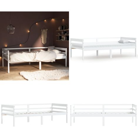 Dormeuse Estraibile senza Materasso Bianca Legno Pino 90x200 cm - Letto in legno - Letto estraibile