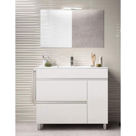 Mobile bagno HEMERA con lavabo, specchio e portasciugamani 60CM Bianco (1/3)