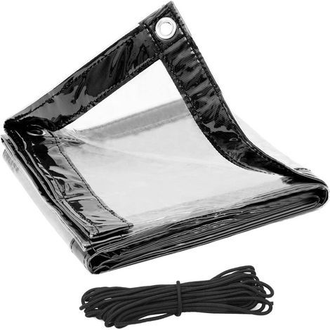 Bâche Transparente avec Oeillets 2x4 m. Bâche de Protection Imperméable 380g/m² PVC (1/5)