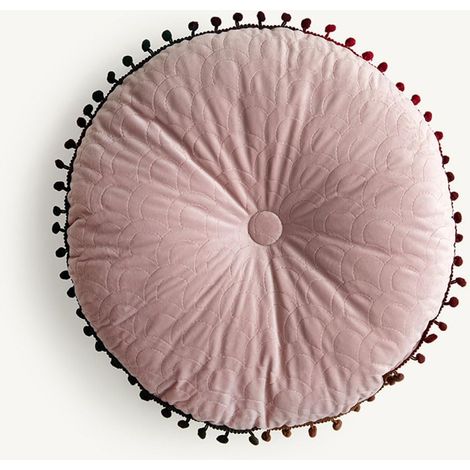 CCYKXA Skandinavisches Bodenkissen, rundes 40-cm-Stuhlkissen, Gartenkissen, Tatami-Bodenkissen für Yoga, Meditation, Teeparty, Balkon, Wohnzimmer, Kinder-/Erwachsenenzimmer (40 cm, Hautrosa)