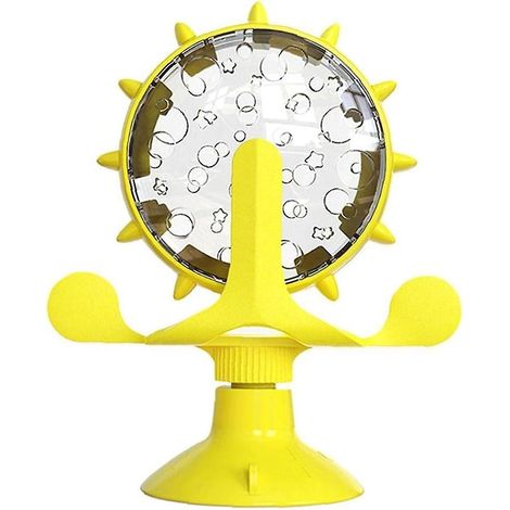 Distributeur de nourriture interactif pour chats et chiens, jouet anti-déversement de croquettes, distributeur de friandises amusant avec roue rotative en forme de moulin à vent (1/4)