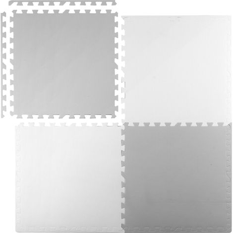 Grand tapis en mousse, puzzle Ricokids 60x60cm 4 pièces blanc et gris (1/5)