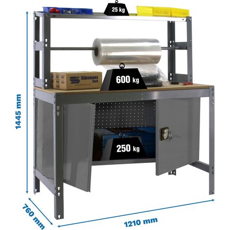Simonrack Arbeitstisch grau und robustes Holz 400 kg