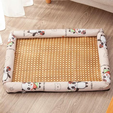 Tapis rafraîchissant en rotin imprimé de Dessins animés pour Chiens et Chats, lit d'été Double Face avec Rebord surélevé, Respirant et imperméable, résistant à l'usure, 5 Tailles S à XXL (1/5)