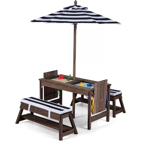 COSTWAY Tavolo da Picnic per Bambini in Legno per Bambini 3+ Anni (Blu) (1/5)