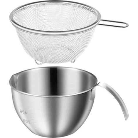 Set de bols de mélange en acier inoxydable, passoire et panier égouttoir avec poignées, idéal pour la préparation culinaire et le lavage des aliments (1/5)
