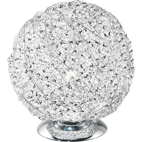 "Lampada da tavolo ASTRA in alluminio cromato e cristalli"