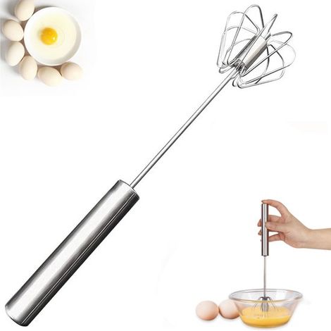 Batidora de huevos, Batidor semiautomático de acero inoxidable, Batidor de crema batida, Mini batidor, Batidora, Plateado, Acero inoxidable (1/5)
